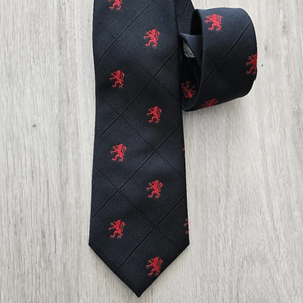 vintage Rosenblatts | Collegiate red lion black medium width retro tie | unisex